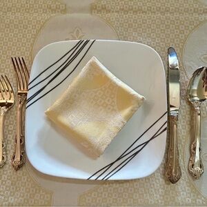 European fabric table cloth and matching napkins